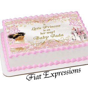 Princess Pink Gold Baby Shower Edible Cake Image Digital File