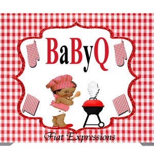 Baby-Q Backdrop, Baby Shower Sign, Baby Shower, Boy Baby Shower, Baby-Q Baby Shower Backdrop Digital File