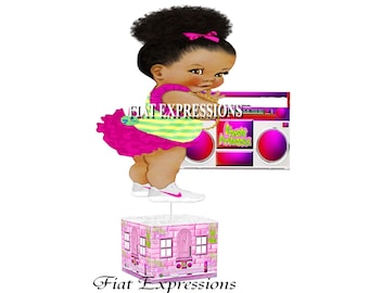 Fresh Princess Themed Baby Shower Centerpiece - Pink Baby Girl Table Decor