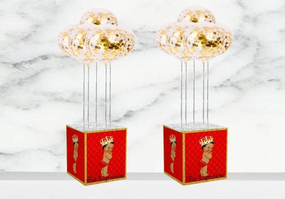 Prince Red Gold Baby Shower Balloon Centerpiece Il_570xn