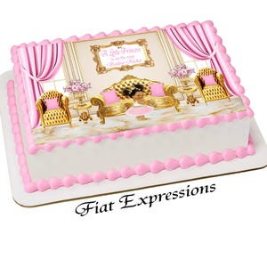 Princess in Living Room Pink Gold Edible Cake Image Digital File