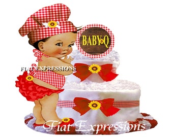 Baby-Q Girl Red with Sunflower 2 Tier Diaper Cake and Baby-Q Baby Shower Centerpiece & Gift