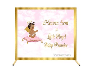 オーダー受付パネル♡Baby girl Heaven Sent Baby Shower Girl Backdrop- Custom Baby Girl Angel