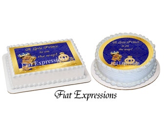 Prince Baby Shower Edible Cake Image Royal Blue Gold Digital File