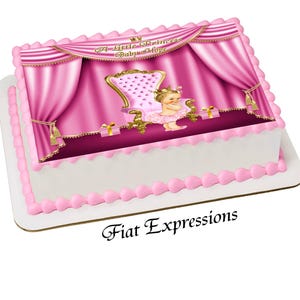 Princess in Tutu Pink Gold Edible Cake Image Digital File