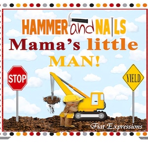 Construction Boy & Yellow Crane Truck Baby Shower Backdrop Digital File DIGITAL