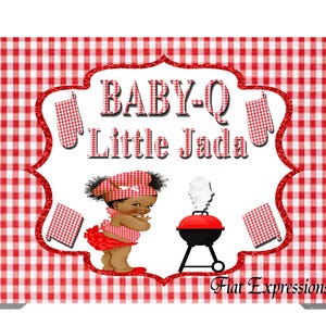 Baby-Q Girl Red with Grill Baby Shower Poster Backdrop Digital File