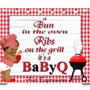 Baby-Q Boy with Bowl & Spoon Baby Shower Poster Backdrop Digital File