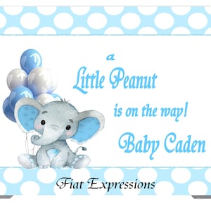Elephant Blue & White Polka Dot with Balloons Baby Shower Backdrop Digital File DIGITAL