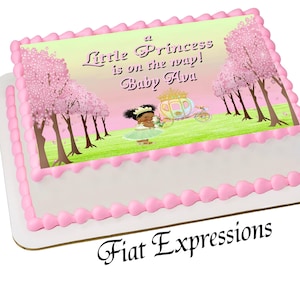 Princess & Carriage Baby Shower Edible Cake Image Digital File, Princess Tiana Themed Baby Shower Edible Cake image