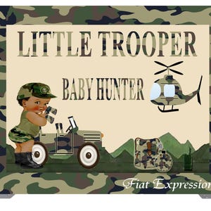 Army Little Boy Baby Shower Poster Backdrop Digital File