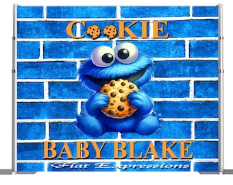 Cookie Monster Baby Shower Backdrop, Baby Boy Monster Themed Baby Shower Backdrop, Cookie Monster Themed Baby Shower Poster Digital File