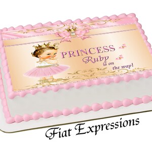 Princess Baby Shower Edible Cake Image Pink Gold Digital File image 2