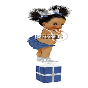 Denim & Diamonds Girl Blue and Silver Baby Shower Centerpiece, Baby Shower Decorations