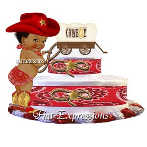 Cowboy Diaper Cake, 2 Tier Diaper Cake, Western Diaper Cake, Cowboy Baby Shower Centerpiece & Gift