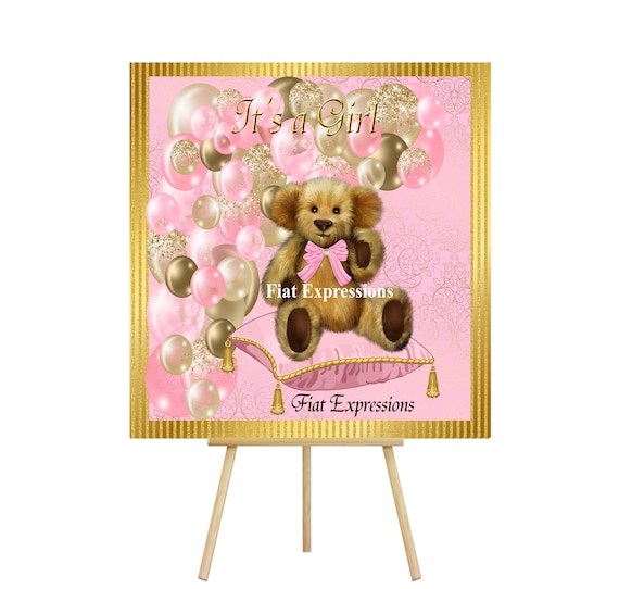 Teddy Bear Baby Shower Backdrop, It's a Girl Baby Shower Baby Shower