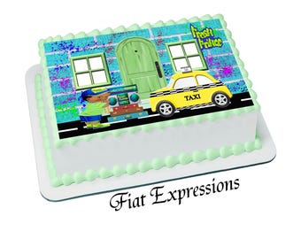 Fresh Prince and Taxi Baby Shower Edible Cake Image Digital File