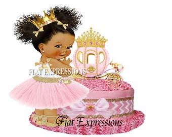 Princess Pink Gold Mini Diaper Cake & Princess Baby Shower Gift and Centerpiece