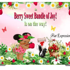 Strawberry Girl Pink Baby Shower Backdrop, Strawberry Baby Shower Poster, Strawberry Baby Shower Photo Prop, Strawberry Sign Digital File