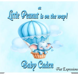 Elephant in Hot Air Balloon Baby Shower Backdrop Digital File DIGITAL