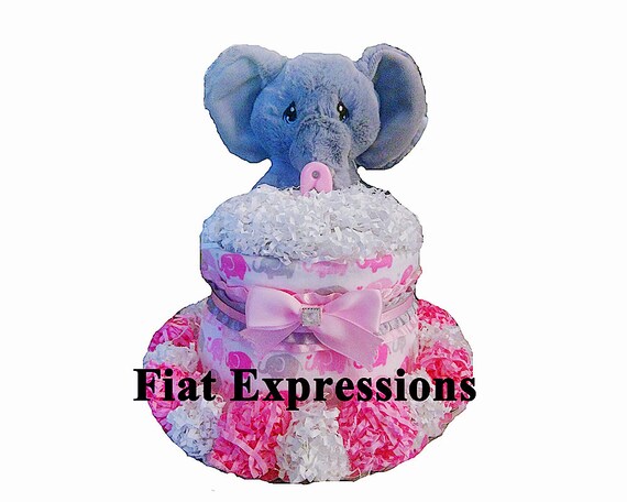 elephant diaper cake girl