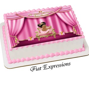 Princess Sitting with Gifts Pink Gold Edible Cake Image Digital File