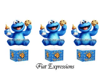 Cookie Monster Themed with Bottle Baby Shower Centerpiece' comes with 3 or More Centerpieces