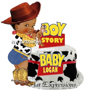 Boy Story Mini Diaper Cake Black & White Cow Print Diaper Cake Boy Story Baby Shower Centerpiece and Gift Boy Story Baby Showe image 1