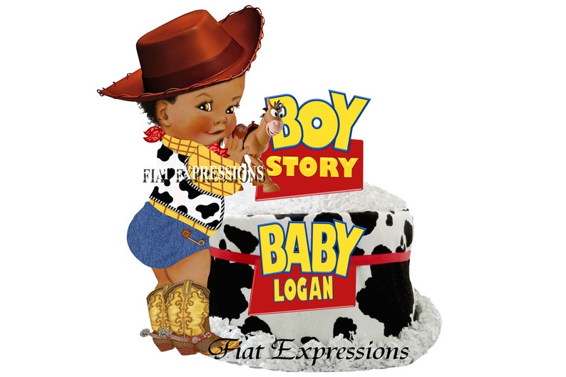 Boy Story Mini Diaper Cake Black & White Cow Print Diaper Cake Boy Story Baby Shower Centerpiece and Gift Boy Story Baby Showe image 1