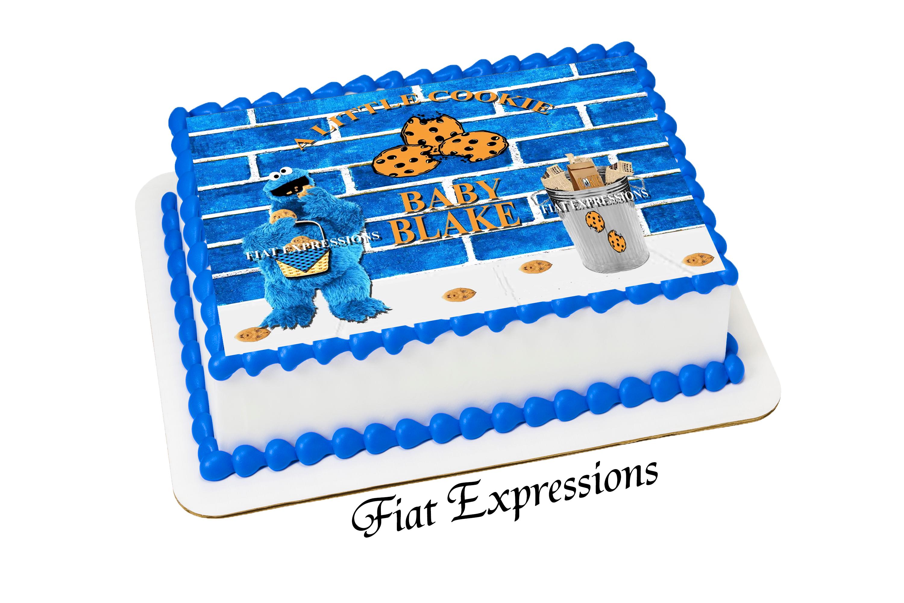 Cookie Monster Themed Baby Shower Edible Cake Image, Cookie Big Monster, Digital File