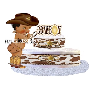Cowboy Diaper Cake, 2 Tier Diaper Cake, Western Diaper Cake, Cowboy Baby Shower Centerpiece & Gift