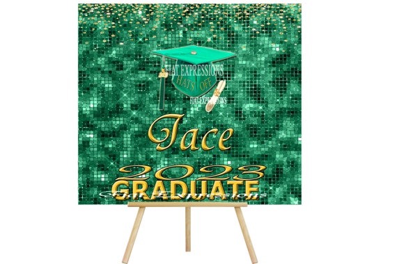 Graduation Green Backdrop Graduation Décor Graduation Sign Gradation Prop DIGITAL Il_570xn