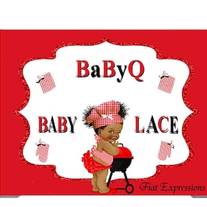 Baby-Q Girl & Grill Baby Shower Poster Backdrop Digital File, Baby Shower Banner, Baby Shower Sign, Baby Shower Photo Prop