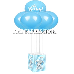 Elephant Blue Chevron Baby Shower Balloon Centerpiece