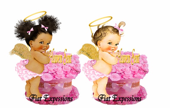 pink and gold diaper cake