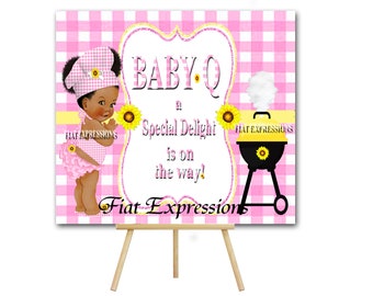 Baby-Q Girl Pink with Sunflower & Baby-Q Baby Shower Poster Backdrop Digital File