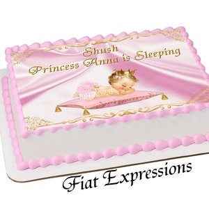Princess Pink Gold Edible Cake Image Digital File