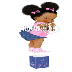 Denim & Diamonds Girl Pink and Blue Baby Shower Centerpiece, Baby Shower Decorations