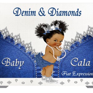 Denim & Diamonds Girl Baby Shower Poster Backdrop Digital File