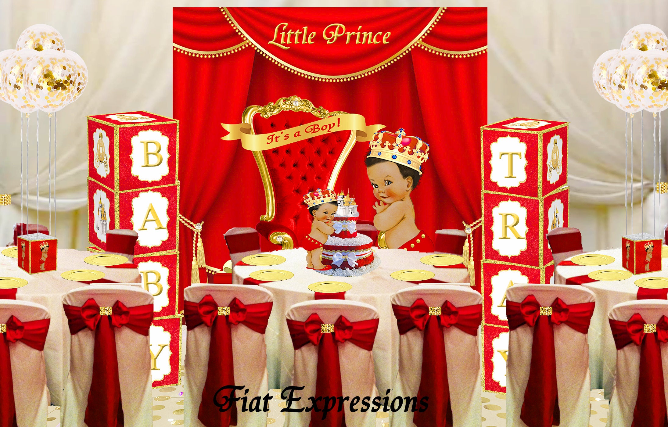 Prince Baby Blocks RED & Gold Decorations for Baby Shower Etsy