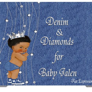 Denim & Diamonds for a Little Man Baby Shower Poster Backdrop Digital File