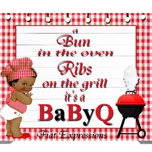 Baby-Q Little Boy Red   Baby Shower Poster Backdrop Digital File