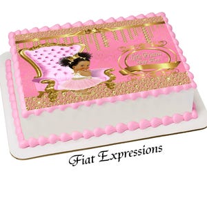 Princess & Sign Pink Gold Edible Cake Image Digital File