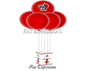 Ladybug Girl with Flower Basket Baby Shower Balloon Centerpiece