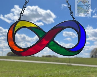 Autism Acceptance Rainbow Infinity Stained Glass Sun Catcher - Autism Awareness - Neurodiversity - Infinity Symbol - Autistic Pride