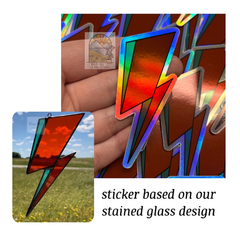 David Bowie Holographic Sticker Stained Glass Design Stickers Water bottle Stickers Laptop Stickers Aladdin Sane Ziggy Stardust image 2