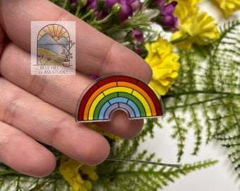 Rainbow Acrylic Pin - Stained Glass Design - Rainbow Baby - Rainbow Bridge - LGBTQ Pride - Gay Pride - Cheerful Design