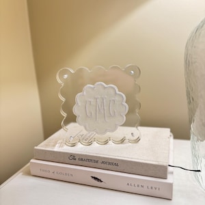 Custom Monogram Acrylic Picture Frame | Personalized Embroidered Keepsake | Wedding Gift, Baby Shower Gift, Heirloom Decor, Southern Gift image 2