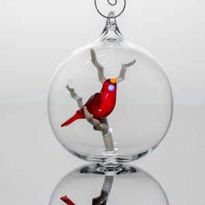 Encased Winter Cardinal Ornament