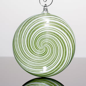 Hand Blown Green Lollipop Swirl Ornament